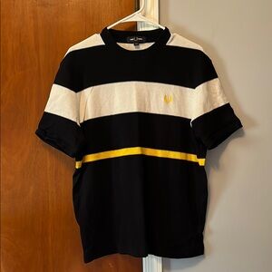 Fred Perry Black and White Short Sleeve Knit Tee